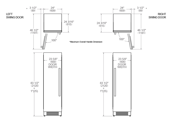 24 Built-in Refrigerator Column | Bertazzoni